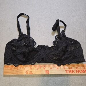Adore Me Bra 34C Black Lace Underwire Sheer Floral Unlined